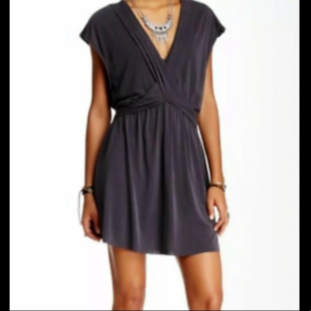 Free People Cupro Cap sleeve crisscross front mini dress Size S